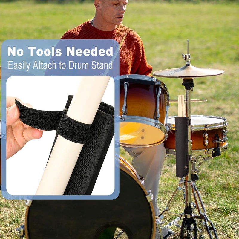 TXesign Drumstick Holder Drum Sticks Holder Bag for Drumsticks Brushes Mallets, Hold 2 Pairs Sticks with Straps Attach to Drum Kit & Music Stand(Small) - Image 4